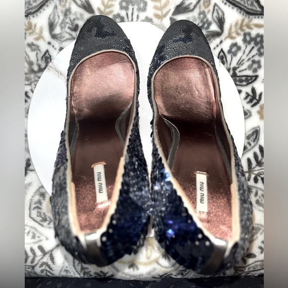 MIU MIU Sequin Embellishments Round ToePumpsHeels Size41 U.S. Size11 - Picture 12 of 16